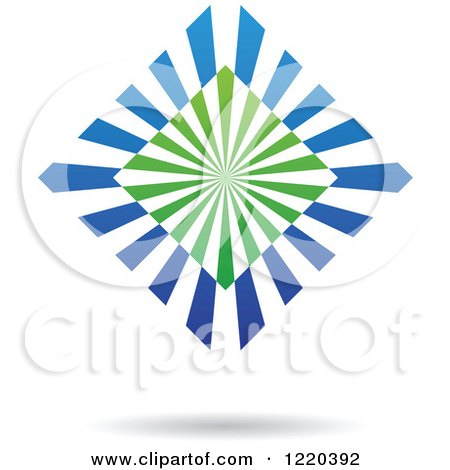 Clipart of a Green and Blue Ray Diamond Icon - Royalty Free Vector Illustration by cidepix