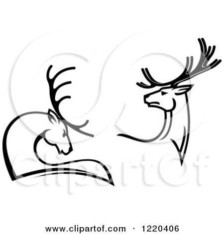 Clipart of Black and White Deer with Antlers 4 - Royalty Free Vector Illustration by Vector Tradition SM