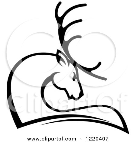 Clipart of a Black and White Deer with Antlers 3 - Royalty Free Vector Illustration by Vector Tradition SM