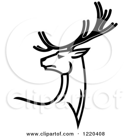 Clipart of a Black and White Deer with Antlers 4 - Royalty Free Vector Illustration by Vector Tradition SM