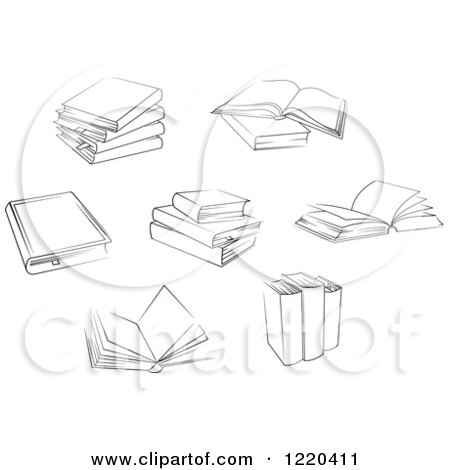 Clipart of Black and White Books - Royalty Free Vector Illustration by Vector Tradition SM