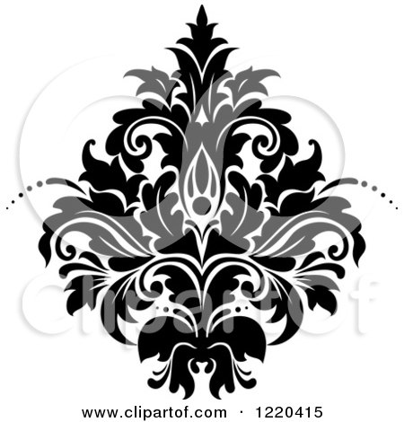 Clipart of a Black and White Floral Damask Design 3 - Royalty Free Vector Illustration by Vector Tradition SM