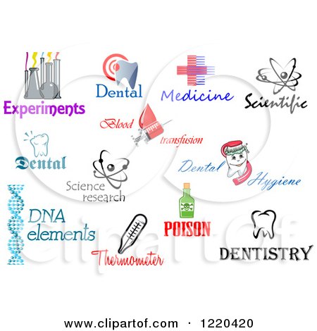 Clipart of Medical Science and Dental Designs and Text 2 - Royalty Free Vector Illustration by Vector Tradition SM