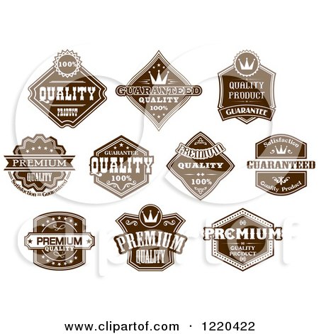 Clipart of Retail Brown Quality Labels with Sample Text - Royalty Free Vector Illustration by Vector Tradition SM