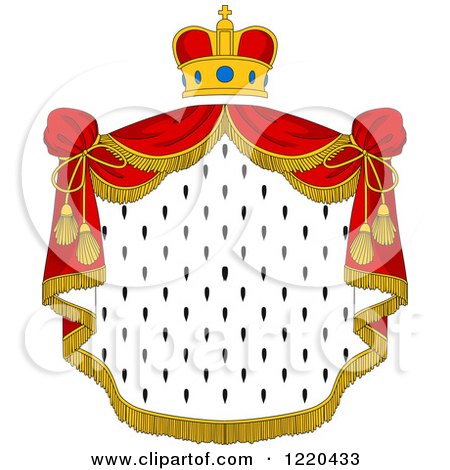 Clipart of a Crown and Royal Mantle with Red Drapes 5 - Royalty Free Vector Illustration by Vector Tradition SM