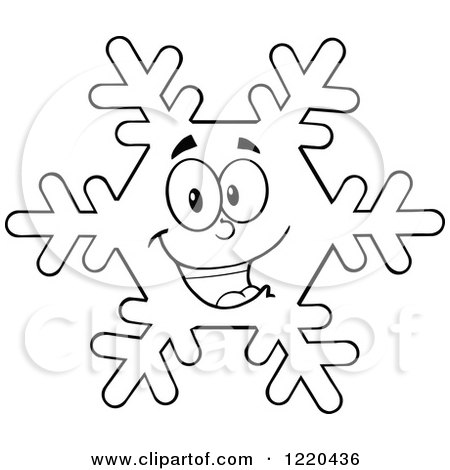Clipart of an Outlined Happy Snowflake Mascot - Royalty Free Vector Illustration by Hit Toon