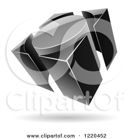 Clipart of a 3d Grayscale Abstract Button Logo - Royalty Free Vector Illustration by cidepix