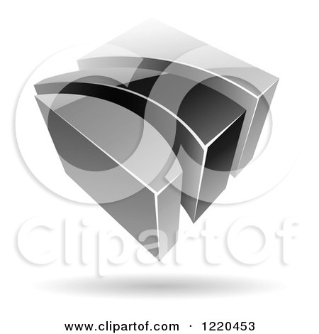 Clipart of a 3d Abstract Grayscale Logo 2 - Royalty Free Vector Illustration by cidepix