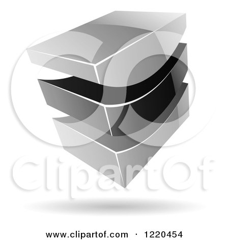 Clipart of a 3d Abstract Grayscale Logo - Royalty Free Vector Illustration by cidepix