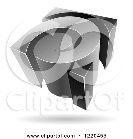 Clipart of a 3d Grayscale Spiral Logo - Royalty Free Vector Illustration by cidepix