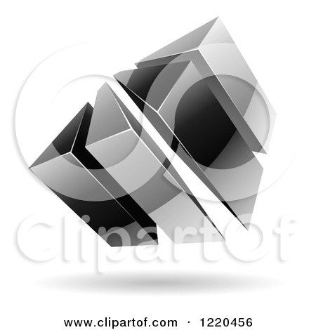 Clipart of a 3d Abstract Grayscale Logo 3 - Royalty Free Vector Illustration by cidepix