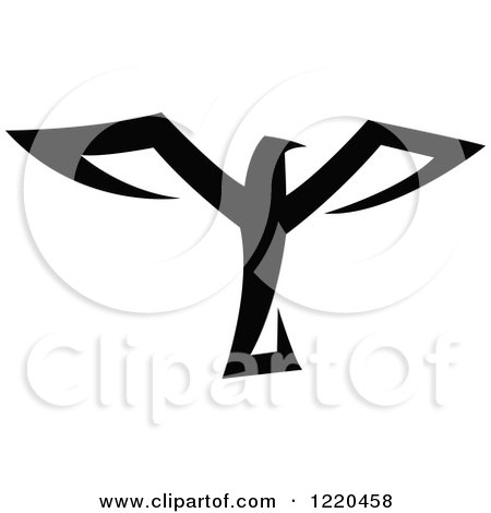 Clipart of a Black and White Flying Eagle 3 - Royalty Free Vector Illustration by cidepix