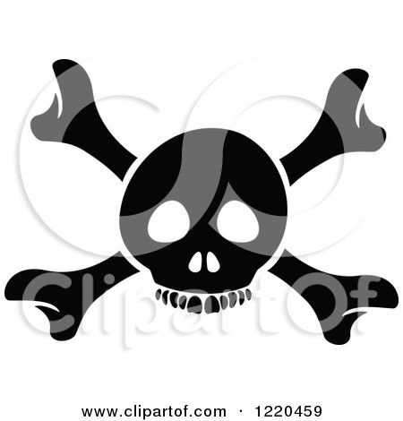 Clipart of a Black and White Skull and Crossbones - Royalty Free Vector Illustration by cidepix