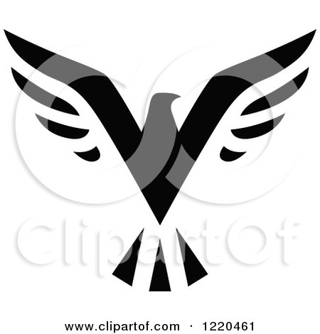 Clipart of a Black and White Flying Eagle 2 - Royalty Free Vector Illustration by cidepix