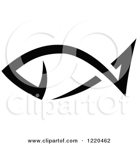 Clipart of a Black and White Fish 2 - Royalty Free Vector Illustration by cidepix