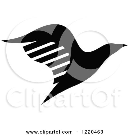 Clipart of a Black and White Flying Eagle - Royalty Free Vector Illustration by cidepix