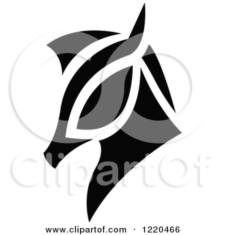 Clipart of a Black and White Horse - Royalty Free Vector Illustration by cidepix