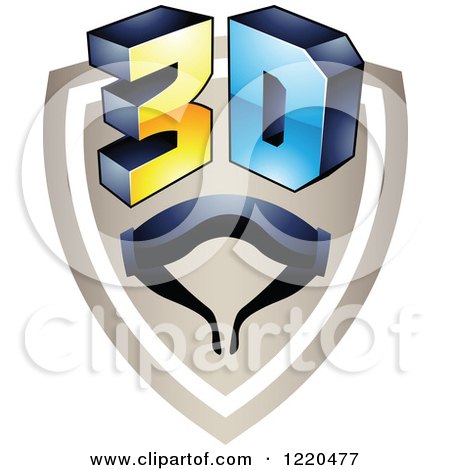 Clipart of a 3d Icon Shield with Glasses - Royalty Free Vector Illustration by cidepix