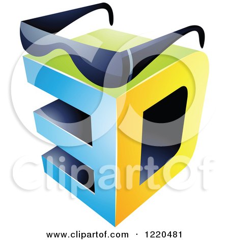 Clipart of a 3d Icon with Glasses - Royalty Free Vector Illustration by cidepix