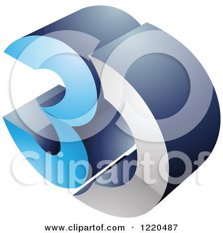 Clipart of a 3d Icon in Blue and Chrome - Royalty Free Vector Illustration by cidepix