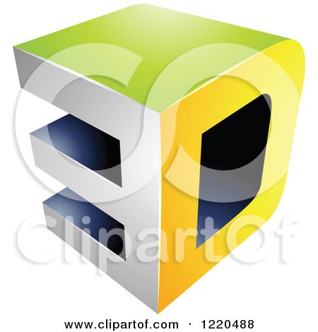 Clipart of a 3d Icon in Green and Yellow 3 - Royalty Free Vector Illustration by cidepix