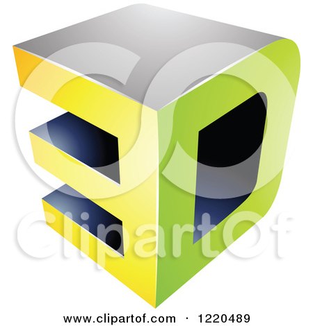 Clipart of a 3d Icon in Green and Yellow 2 - Royalty Free Vector Illustration by cidepix