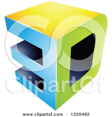 Clipart of a 3d Icon in Green Blue and Yellow - Royalty Free Vector Illustration by cidepix