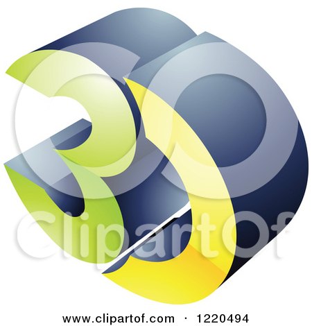 Clipart of a 3d Icon in Green and Yellow - Royalty Free Vector Illustration by cidepix