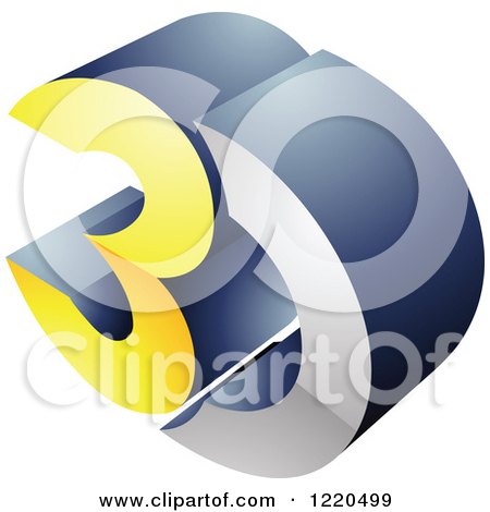 Clipart of a 3d Icon in Yellow and Chrome - Royalty Free Vector Illustration by cidepix