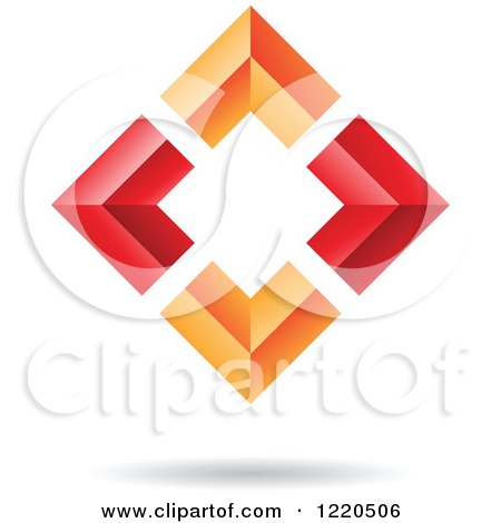 Clipart of a 3d Orange and Red Abstract Diamond - Royalty Free Vector Illustration by cidepix