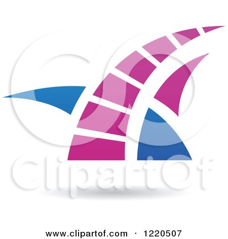 Clipart of a Floating Abstract Blue and Purple Icon - Royalty Free Vector Illustration by cidepix