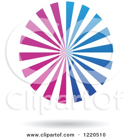 Clipart of a Floating Blue and Purple Ray Circle Icon - Royalty Free Vector Illustration by cidepix