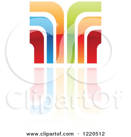 Clipart of a Colorful Abstract Icon with a Reflection 8 - Royalty Free Vector Illustration by cidepix