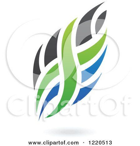 Clipart of Black Green and Blue Abstract Flames - Royalty Free Vector Illustration by cidepix