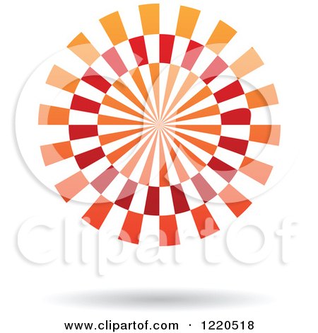Clipart of a Red and Orange Abstract Ray Circle Icon - Royalty Free Vector Illustration by cidepix