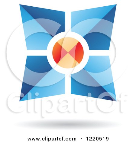 Clipart of a Floating 3d Blue and Orange Abstract Icon - Royalty Free Vector Illustration by cidepix