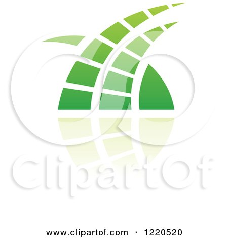 Clipart of a Green Grass and Reflection Icon - Royalty Free Vector Illustration by cidepix