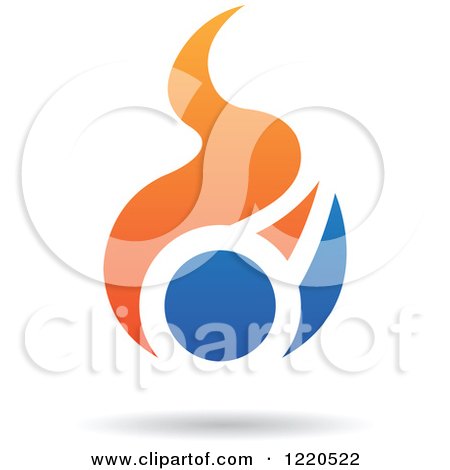 Clipart of Orange and Blue Abstract Flames - Royalty Free Vector Illustration by cidepix