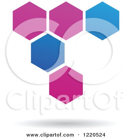 Clipart of a Floating Purple and Blue Hexagons Icon - Royalty Free Vector Illustration by cidepix