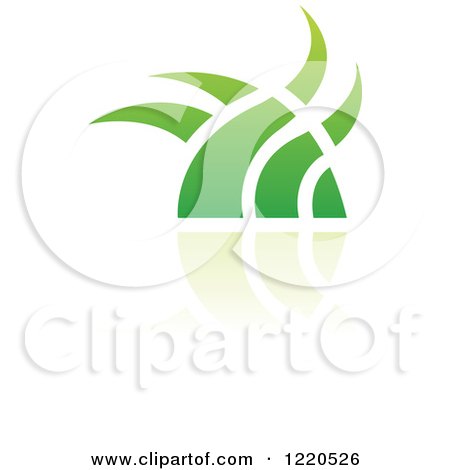 Clipart of a Green Grass and Reflection Icon 3 - Royalty Free Vector Illustration by cidepix