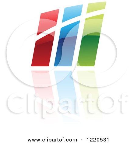 Clipart of a Colorful Abstract Icon with a Reflection - Royalty Free Vector Illustration by cidepix