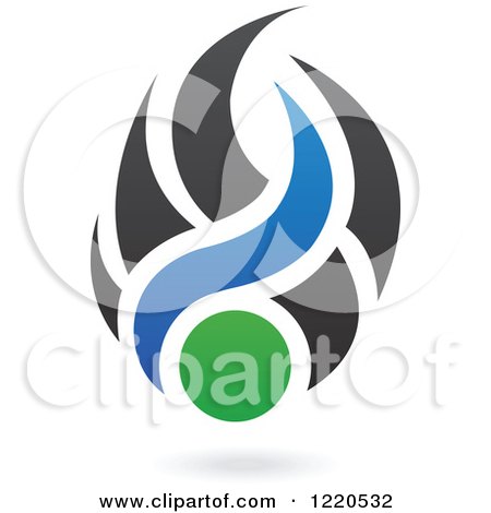 Clipart of Black Green and Blue Abstract Flames 2 - Royalty Free Vector Illustration by cidepix