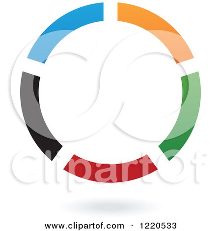 Clipart of a Colorful Abstract Circular Icon and Shadow - Royalty Free Vector Illustration by cidepix