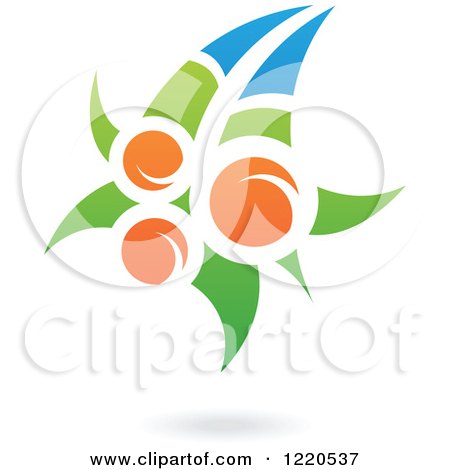 Clipart of a Floating Orange Fruit and Leaf Icon 2 - Royalty Free Vector Illustration by cidepix