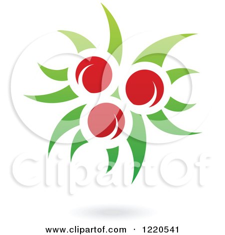 Clipart of a Floating Red Apple Fruit and Leaf Icon - Royalty Free Vector Illustration by cidepix
