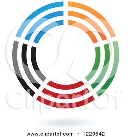 Clipart of a Colorful Abstract Circular Icon and Shadow 6 - Royalty Free Vector Illustration by cidepix