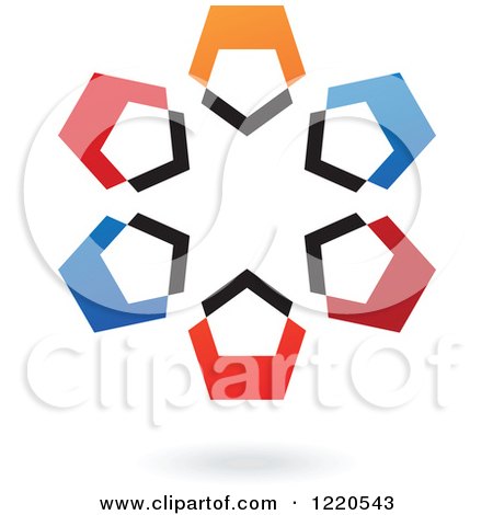 Clipart of a Colorful Abstract Circular Icon and Shadow 7 - Royalty Free Vector Illustration by cidepix