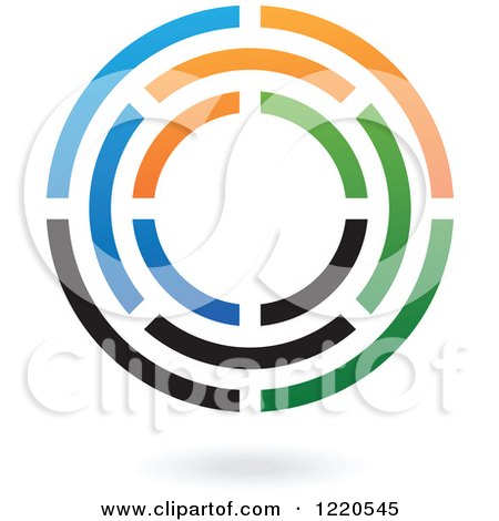 Clipart of a Colorful Abstract Circular Icon and Shadow 3 - Royalty Free Vector Illustration by cidepix