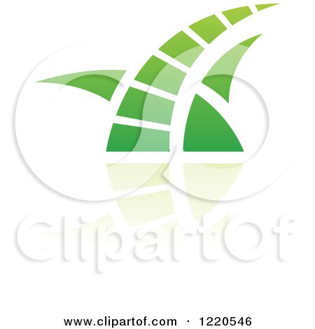 Clipart of a Green Grass and Reflection Icon 2 - Royalty Free Vector Illustration by cidepix
