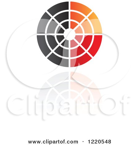 Clipart of a Red Black and Orange Target and Reflection Icon - Royalty Free Vector Illustration by cidepix